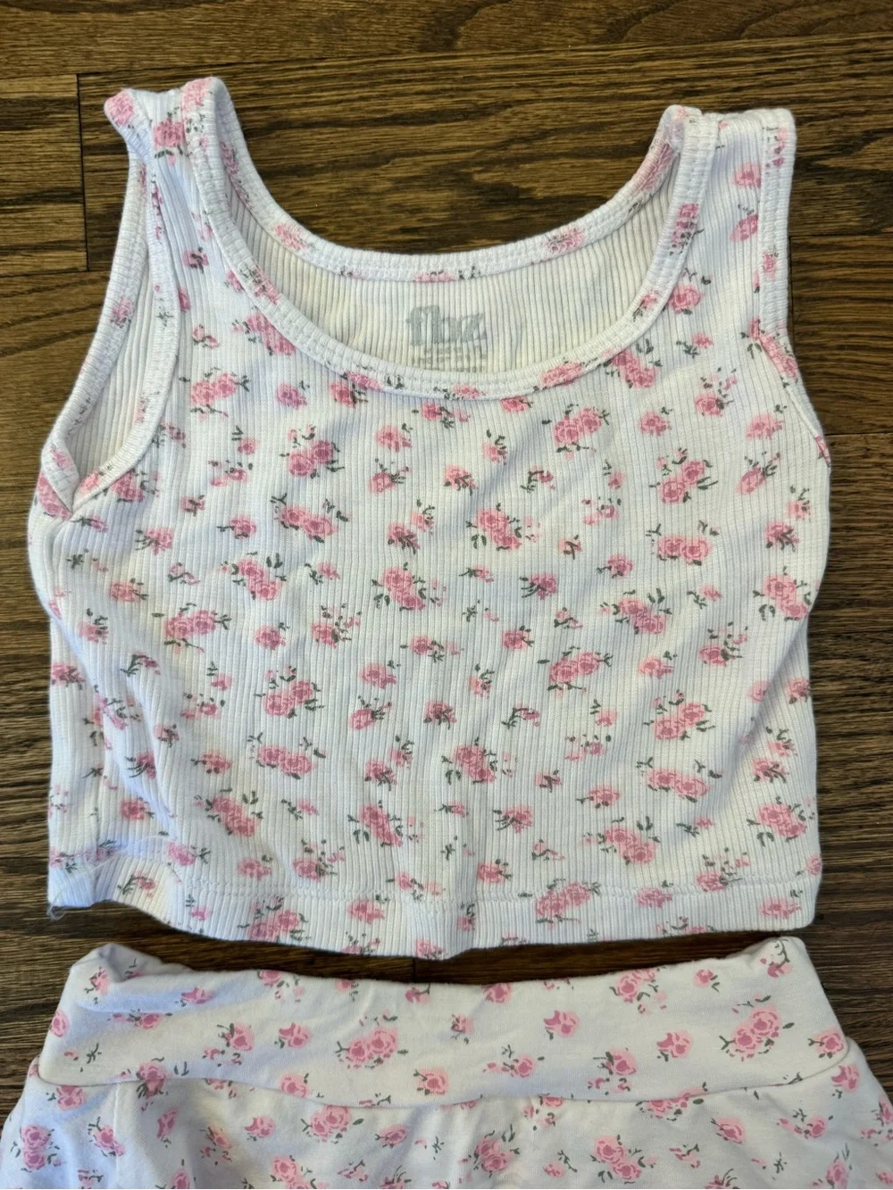 FBZ White Floral Two-Piece Tank & Skort Set